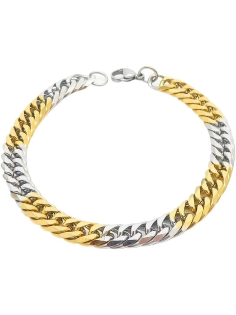 Chunky Two-Tone Gold & Silver Cuban Link Necklace - 18K Gold Plated, 23.62